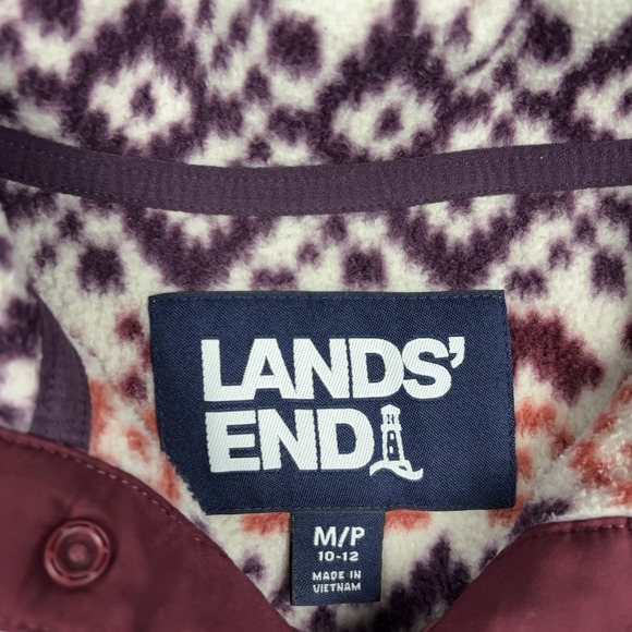 Lands End Heritage Snap Fleece Pullover Women's Medium Petite Aztec Southwestern - Picture 4 of 12